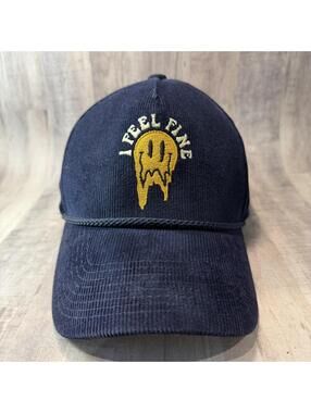 I Feel Fine Field Grade Hat Corduroy Rope Snapback Cap Navy Blue Adjustable
